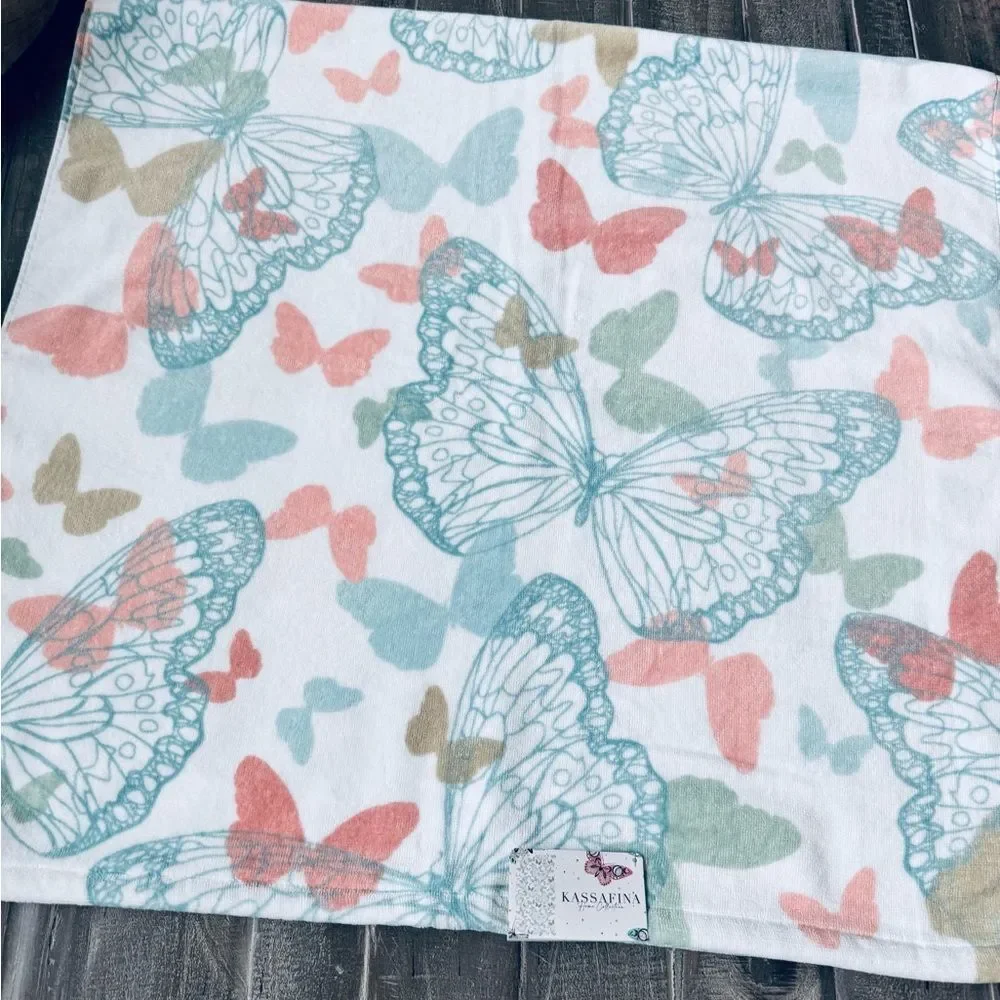 3-pc Butterfly Spring Pastel Bath Hand Towels Spa Set